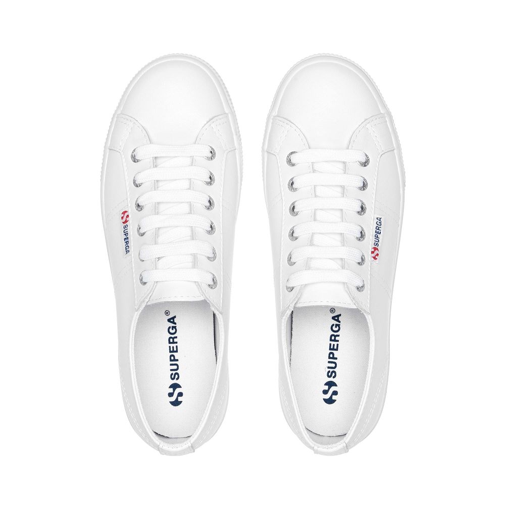 Superga 2790 Nappa White Platform Sneakers - Women's Sneakers USA | US0674845